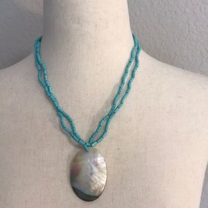 Turquoise beads with abalone shell